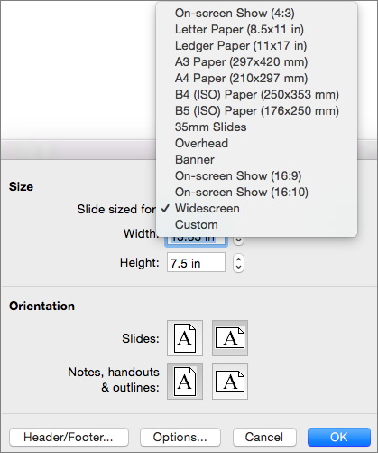 changing page orientation powerpoint for mac